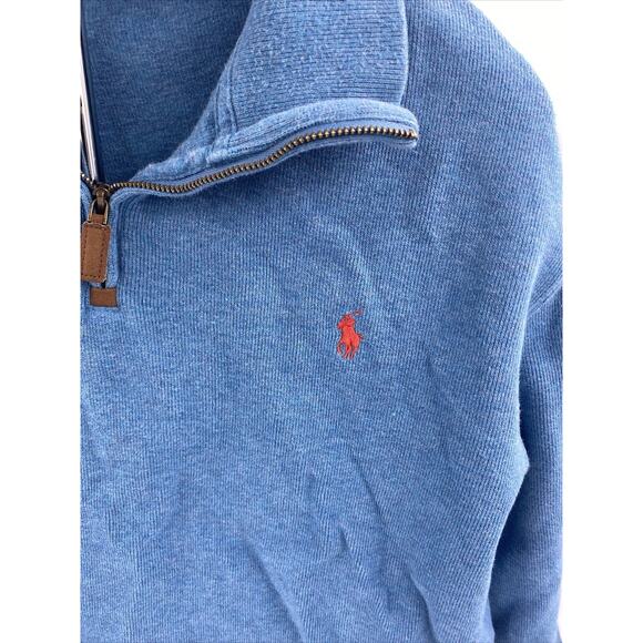 Polo Ralph Lauren Men's Sz XL Blue Cotton 1/4 Zip Pullover Sweater - Picture 2 of 6